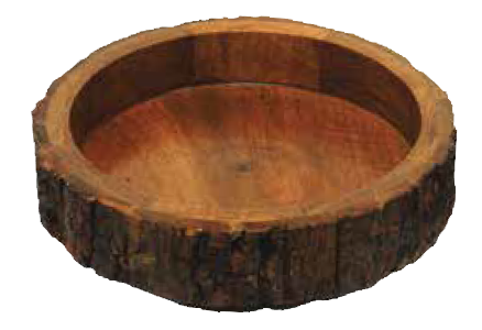 Round Wooden Bark Bowl